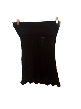 Y2K NWT Bebe Pointelle Black Knit Tube Top Knit Crochet Rare